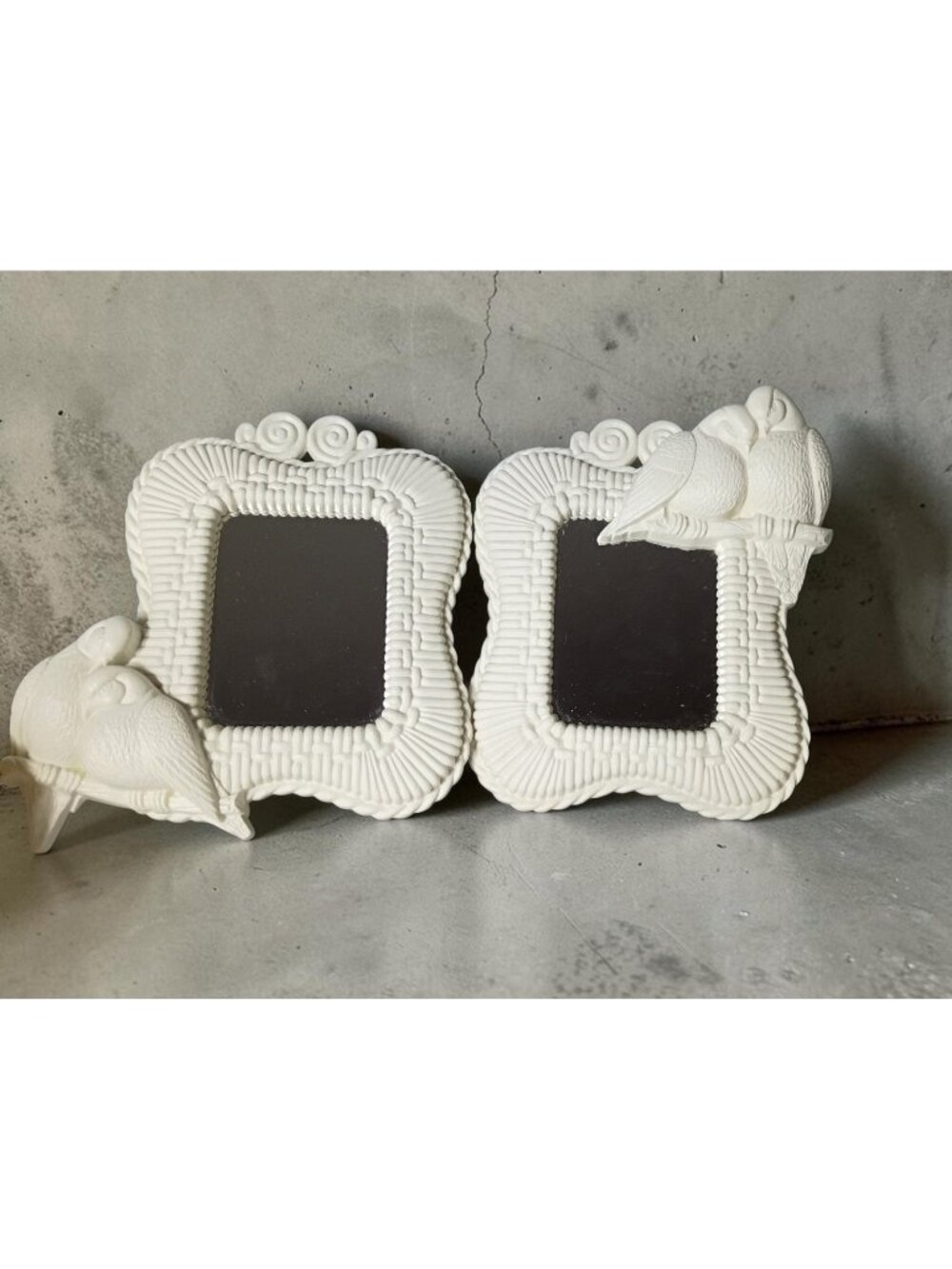 Vintage 80s Set Of 2 Homco Home Interior Dove Lovebirds Wall Mirror Set Shabby
